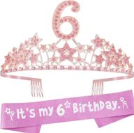 🎂 adorable 6th birthday decorations for girls + tiara, gifts, crown, sash logo