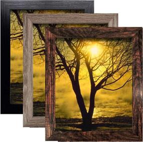 img 4 attached to 🖼️ Set of 3, Rustic 8x10 Picture Frames with High Definition Glass - Wall/Tabletop Photo Frame Decor