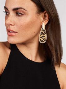 img 3 attached to 🐆 Stylish Leopard Print Drop Earrings: Cheetah Print Leather Dangle Earrings for Women