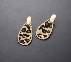 img 1 attached to 🐆 Stylish Leopard Print Drop Earrings: Cheetah Print Leather Dangle Earrings for Women