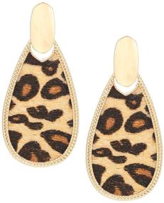 img 4 attached to 🐆 Stylish Leopard Print Drop Earrings: Cheetah Print Leather Dangle Earrings for Women