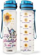 🌻 stay hydrated and inspired with 64hydro 32oz motivational water bottle featuring colorful painting sunflower elephant design - life is beautiful and so are you! логотип