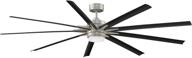 🌀 fanimation odyn 84" indoor/outdoor ceiling fan with black blades and led light kit, 84" size, in brushed nickel логотип