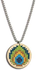 img 3 attached to Large Circle Peacock Pendant Counted Cross Stitch Kit by DIMENSIONS Crafts (72-74067)