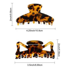 img 3 attached to 💅 Stylish 4-Piece Hair Claw Clips: Big Banana Acrylic Leopard Print & Tortoise Barrettes for Women & Girls with Thick Long Hair - French Design Hair Jaw Clamp Accessories in 2 Styles