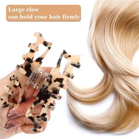 img 2 attached to 💅 Stylish 4-Piece Hair Claw Clips: Big Banana Acrylic Leopard Print & Tortoise Barrettes for Women & Girls with Thick Long Hair - French Design Hair Jaw Clamp Accessories in 2 Styles