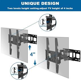 img 3 attached to 📺 Height Adjustable Chainstone Full Motion TV Wall Mount Bracket for 32-65 Inch LED LCD OLED Flat Curved TVs, Dual Articulating Arms with Swivel Tilt Rotation, Supports up to 121lbs, Max VESA 400x400 mm