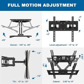 img 2 attached to 📺 Height Adjustable Chainstone Full Motion TV Wall Mount Bracket for 32-65 Inch LED LCD OLED Flat Curved TVs, Dual Articulating Arms with Swivel Tilt Rotation, Supports up to 121lbs, Max VESA 400x400 mm