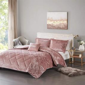 img 2 attached to 🛏️ Luxuriate in Comfort & Style with Intelligent Design Felicia Luxe Comforter Velvet Lush Double Sided Diamond Quilting Set - Full/Queen Size (90"x90") - Blush 4 Piece Ensemble!