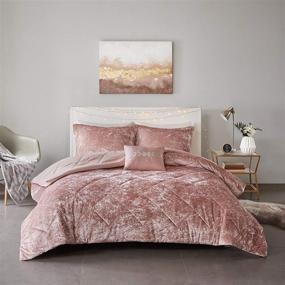 img 4 attached to 🛏️ Luxuriate in Comfort & Style with Intelligent Design Felicia Luxe Comforter Velvet Lush Double Sided Diamond Quilting Set - Full/Queen Size (90"x90") - Blush 4 Piece Ensemble!