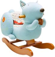 🐿️ labebe blue squirrel baby rocking horse - wooden riding toy for 6 months up boy&girl, toddler/child indoor&outdoor rocker - plush stuffed animal chair, perfect infant gift logo