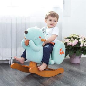 img 2 attached to 🐿️ labebe Blue Squirrel Baby Rocking Horse - Wooden Riding Toy for 6 Months Up Boy&Girl, Toddler/Child Indoor&Outdoor Rocker - Plush Stuffed Animal Chair, Perfect Infant Gift