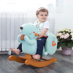 img 1 attached to 🐿️ labebe Blue Squirrel Baby Rocking Horse - Wooden Riding Toy for 6 Months Up Boy&Girl, Toddler/Child Indoor&Outdoor Rocker - Plush Stuffed Animal Chair, Perfect Infant Gift