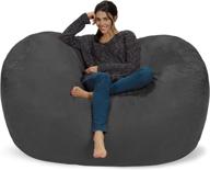 chill sack bean bag chair: giant 6' memory foam lounger with soft micro fiber cover - charcoal logo