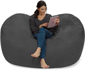 img 2 attached to Chill Sack Bean Bag Chair: Giant 6' Memory Foam Lounger with Soft Micro Fiber Cover - Charcoal