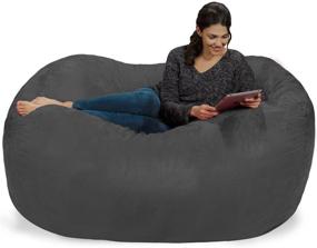 img 1 attached to Chill Sack Bean Bag Chair: Giant 6' Memory Foam Lounger with Soft Micro Fiber Cover - Charcoal