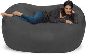 img 3 attached to Chill Sack Bean Bag Chair: Giant 6' Memory Foam Lounger with Soft Micro Fiber Cover - Charcoal