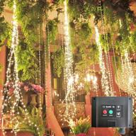 outdoor decorative solar firefly bunch lights - 220 leds, 8 flashing modes, waterproof fairy copper wire string lights for garden, christmas decoration - warm white logo