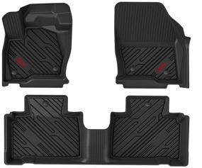 img 4 attached to Custom Fit TPE All-Weather Floor Mats for Ford Ranger (2019-2021) 🚗 Supercrew Cab - 1st & 2nd Row Full Set, Red Logo, Black