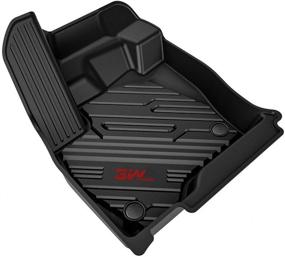 img 3 attached to Custom Fit TPE All-Weather Floor Mats for Ford Ranger (2019-2021) 🚗 Supercrew Cab - 1st & 2nd Row Full Set, Red Logo, Black