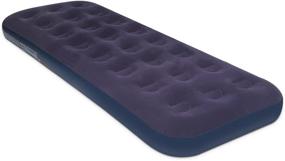 img 4 attached to 🏕️ Portable Blue Blow Up Air Mattress with Flocked Top - Single Size Foldable Air Bed for Camping, Home, and Travel