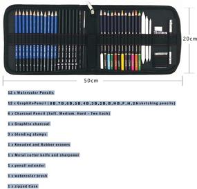 img 3 attached to 🎨 Набор художественных карандашей с чертежным инструментом из 41 предмета в чехле с молнией: отличный подарок для начинающих и начинающих художников, также подходит для детей!