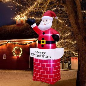 img 1 attached to 7ft Inflatable Santa Claus in Chimney by ATDAWN - Christmas Blow Up Decoration for Outdoor Yard, Garden, and Lawn - Holiday Inflatable Claus for Christmas Décor