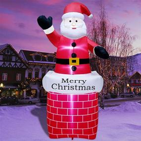 img 4 attached to 7ft Inflatable Santa Claus in Chimney by ATDAWN - Christmas Blow Up Decoration for Outdoor Yard, Garden, and Lawn - Holiday Inflatable Claus for Christmas Décor