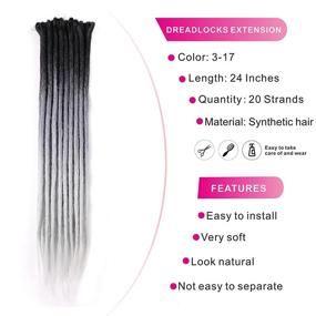 img 3 attached to 🧶 ELIGHTY Synthetic Dreadlock Extensions - 24 Inch Soft Faux Locs, Dreads, Crochet Locs, Reggae Hair, Braiding Hair Extensions for Women/Men (24 Inch, 20 Strands/Pack, 3-17)