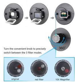 img 2 attached to Идеальный шестидюймовый многорежимный водонепроницаемый домовой порт для камеры GoPro Hero 5, 6, 7 Black: корпус, спусковое устройство, увеличителя 10x и красный фильтр - водонепроницаемый до 45 метров