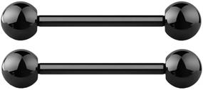 img 4 attached to Проколотая сова 14G штанги из титана G23 для сосков: высококачественная пара с внутренней резьбой и PVD покрытием