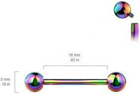 img 2 attached to Проколотая сова 14G штанги из титана G23 для сосков: высококачественная пара с внутренней резьбой и PVD покрытием