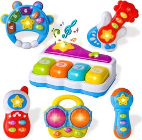 img 4 attached to 🎵 JOYIN 6 PCS Toddler Sensory Educational Musical Instrument Toys: Steering Wheel, Cellphone, Piano Keyboard Toy for Boys and Girls