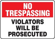 🚫 accuform matr901va trespassing violators prosecuted: enhanced security signage for property protection logo