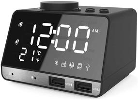 img 4 attached to 🕰️ Ziivron Alarm Clocks for Bedrooms: 4.2" LED Digital Radio Clock with FM, Dual USB, Snooze, Bluetooth & Battery Backup