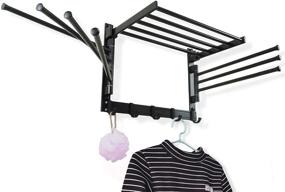 img 4 attached to 🧺 INATSUNNY Laundry Clothes Drying Rack - Wall Mounted Swivel Towel Rack - Space-Saving Solution with Hooks and Swing Arms - Ideal for Laundry Room and Bathroom - Sleek Space Aluminum Design (Black)