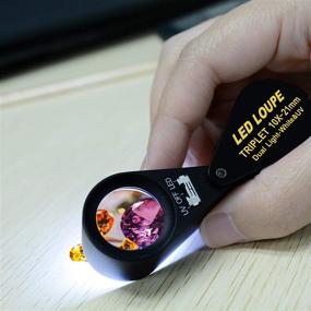 img 2 attached to 🔍 10x 21mm Jeweler Loupe Magnifier with LED UV Triplet Lens for Gem Inspection - Achromatic Aplanatic Foldaway Pocket Design (10X Magnification)