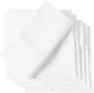 🍽️ premium hemstitched white dinner napkins - set of 6 - organic cotton cloth - 20 x 20 inches logo