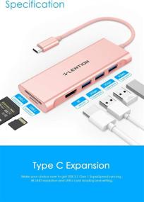 img 3 attached to 💻 LENTION: USB C Hub with 4K HDMI, 3 USB 3.0 Ports, SD 3.0 Card Reader | Compatible with MacBook Pro, iPad Pro, Surface | Multi-Port Dongle Adapter (CB-C34, Rose Gold)