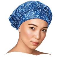 tiara shower cap for women: terry lined, leak-free, washable & waterproof - reusable for all hair lengths/styles - deep conditioning cap - dots blue logo