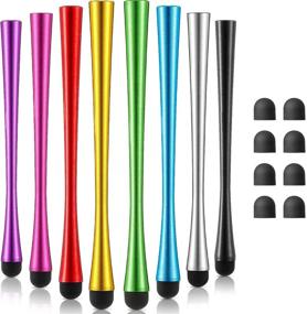 img 4 attached to 🖊️ Set of 8 Slim Waist Stylus Pens with 8 mm Fiber Tips - Capacitive Stylus for Touch Screens Compatible with iPhone, iPad, Tablet - Assorted Colors
