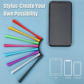 img 1 attached to 🖊️ Set of 8 Slim Waist Stylus Pens with 8 mm Fiber Tips - Capacitive Stylus for Touch Screens Compatible with iPhone, iPad, Tablet - Assorted Colors