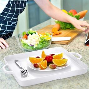 img 1 attached to Trendy Melamine Serving Tray with Handles