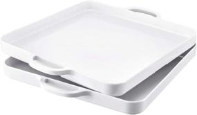 img 4 attached to Trendy Melamine Serving Tray with Handles