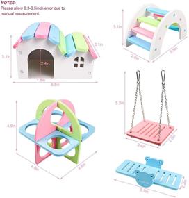 img 3 attached to Roundler Dwarf Hamsters House DIY Wooden Gerbil Hideout: Rainbow Bridge Swing and PVC Seesaw Set – Fun Pet Sport Exercise Toys for Sugar Glider Syrian Hamster Cage with Small Animal Accessories