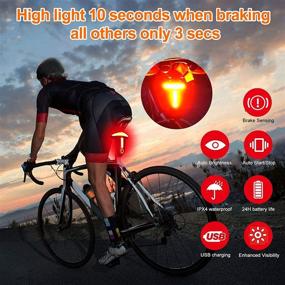 img 3 attached to VASTFIRE Smart Bike Lights with Auto On/Off Brake Light, 80 LM, 24 Hour Battery Life, Seat Post Mount, Wide 270° Beam, Red Safety Blinkers - Ideal for Night Riding on Road, Mountain, and Trail Bikes.