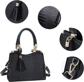 img 1 attached to 👜 Women's Crocodile Pattern PU Leather Crossbody Bag with Tassel Detail - Stylish Shoulder Tote, Top-Handle Satchel for Ladies