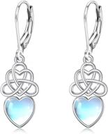 celtic moonstone/crystal leverback earrings 925 sterling silver | celtic love knot & triquetra celtic knot jewelry gifts for women, girls, girlfriend logo