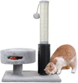 img 2 attached to 🐱 PGFUN 3-in-1 Cat Scratching Post: Sisal Scratcher, Interactive Ball Toy, Massager Brush – Ideal for Indoor Cats and Kittens