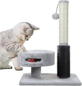 img 3 attached to 🐱 PGFUN 3-in-1 Cat Scratching Post: Sisal Scratcher, Interactive Ball Toy, Massager Brush – Ideal for Indoor Cats and Kittens